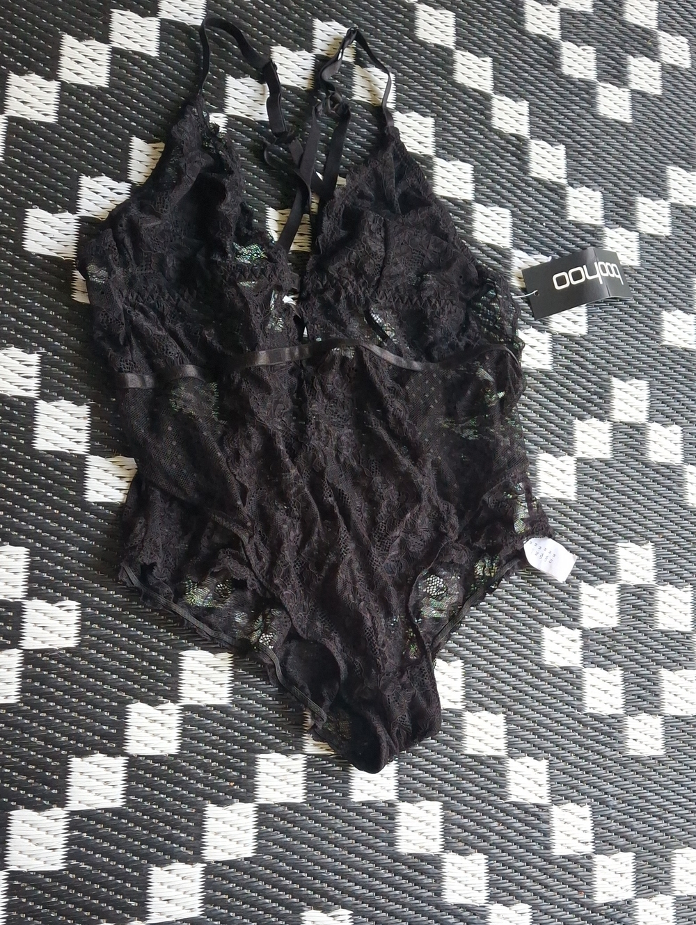 Boohoo Black Lace One-Piece Bodysuit